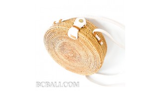 circle disc handbags rattan limited edition white leather handle